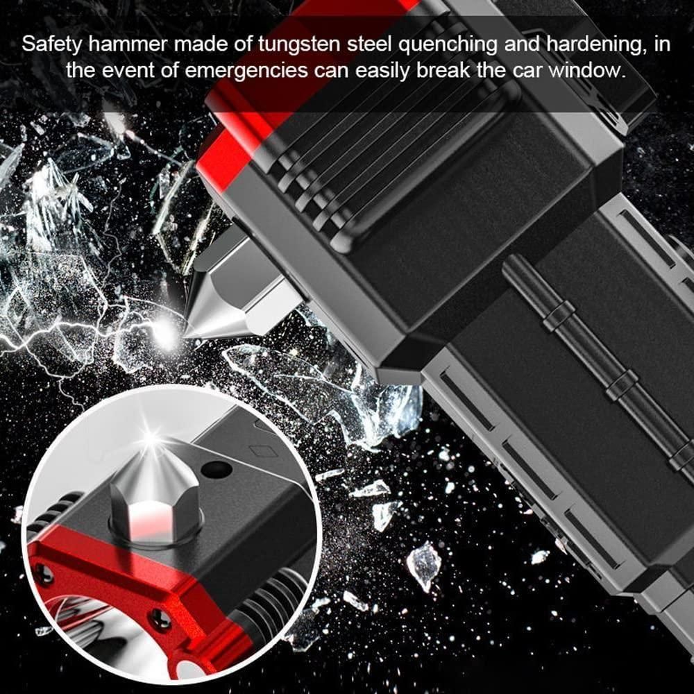 Multifunctional Rechargeable LED Flashlight with Power Bank, Safety Hammer, Waterproof Torch Light – 4 Light Modes for Car, Outdoor Camping & Emergencies